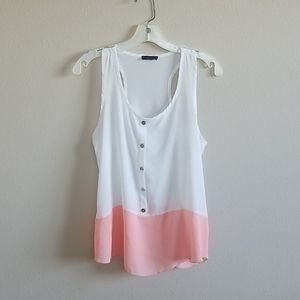 White and peach flowy tank